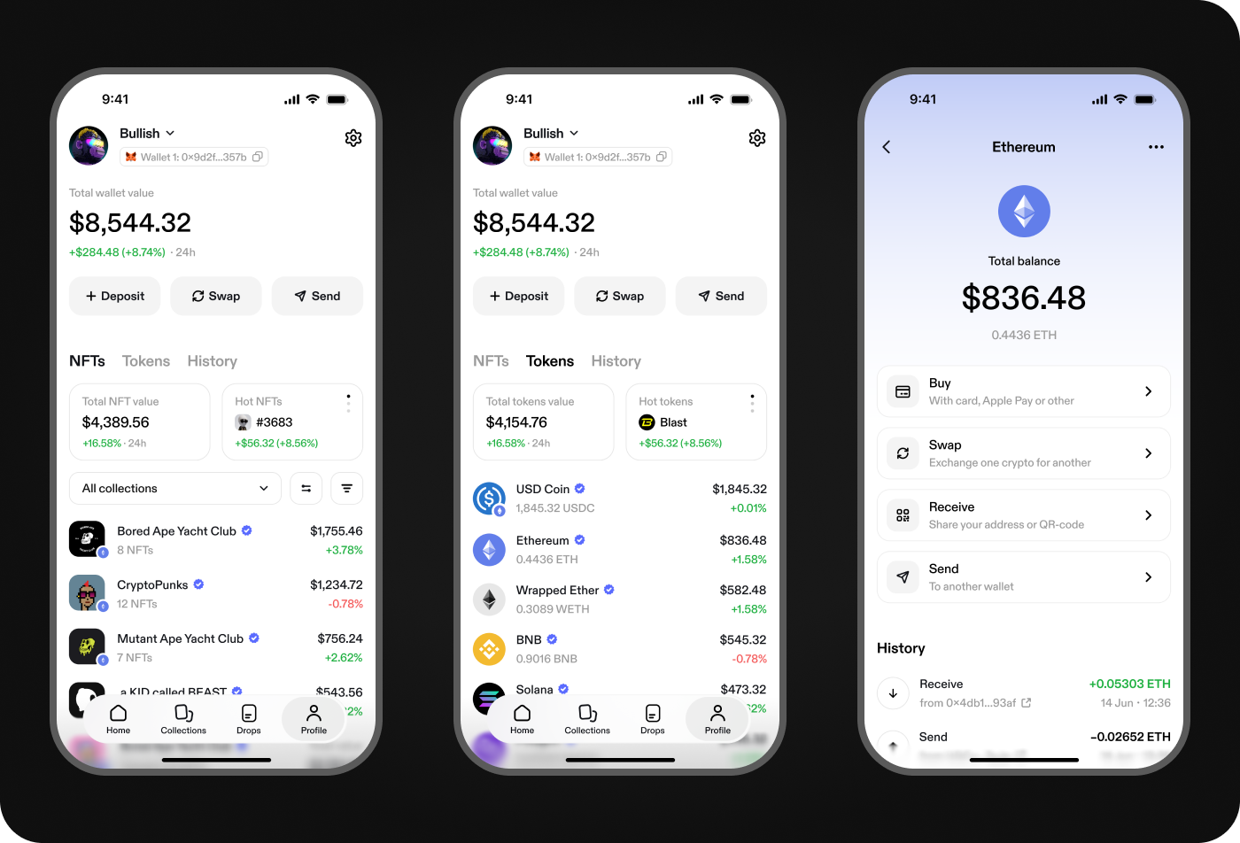 NFT and token balances